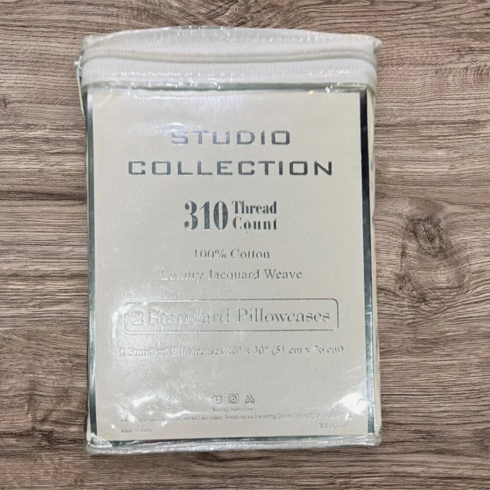 New STUDIO COLLECTION 310 Thread Count Luxury Jacquard Weave Pillowcases Set 2